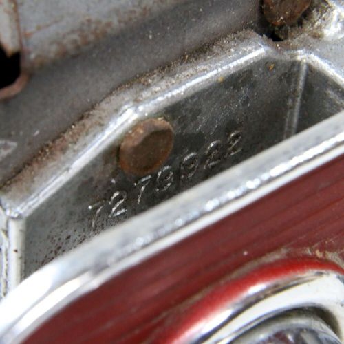 1962-1965 chevy nova ii corvair delco am push-button radio #7279922 w/ red bezel