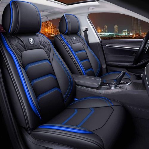 Yxqyoeoso leather auto car seat covers 5 seats full set fitblack &amp; blue black