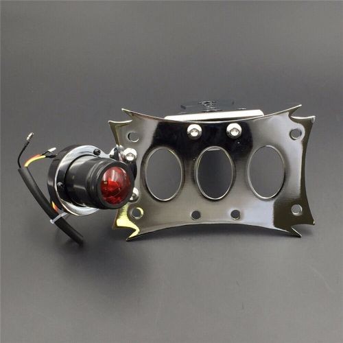 Chrome license bracket black tail brake light for harley touring bobber chopper