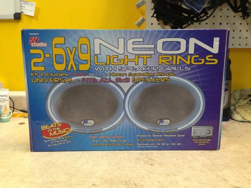 2-6x9 neon light rings with speaker grills