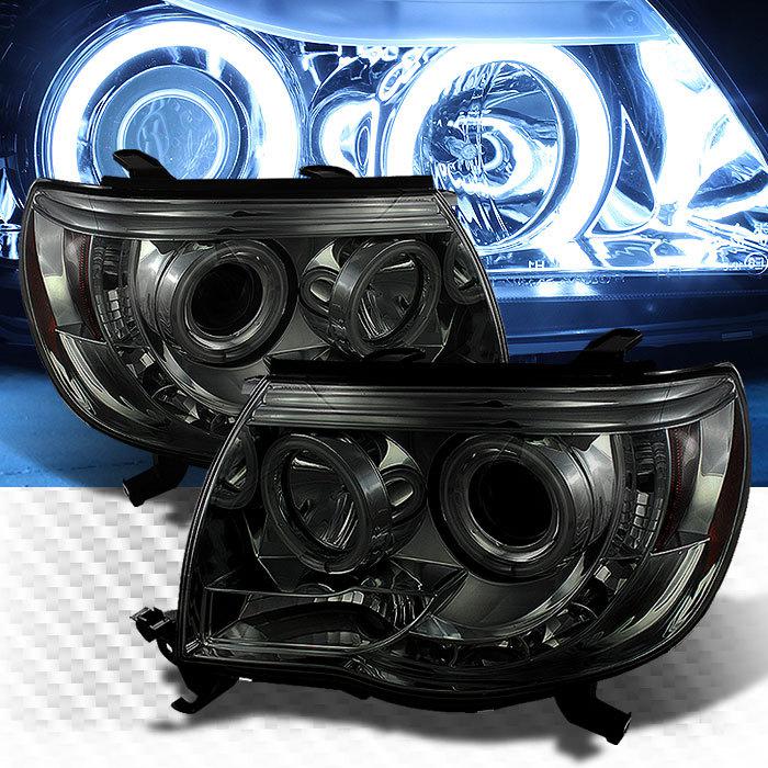 Smoked ccfl halo led 05-11 toyota tacoma projector headlights smoke head lights