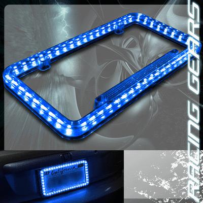 Universal 12v 54 blue led lighting acrylic plastic license plate cover frame