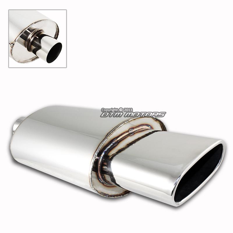 5.5" wide euro oval tip t-304 stainless steel weld-on muffler exhaust 2.5" inlet