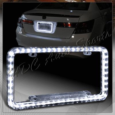 Universal white color led lighting car vehicle license plate acrylic frame