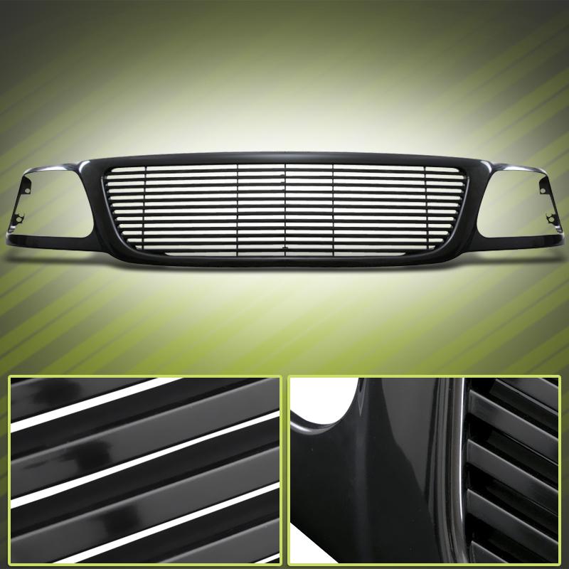 Ford 99-03 f150 expedition glossy black front billet complete grille replacement