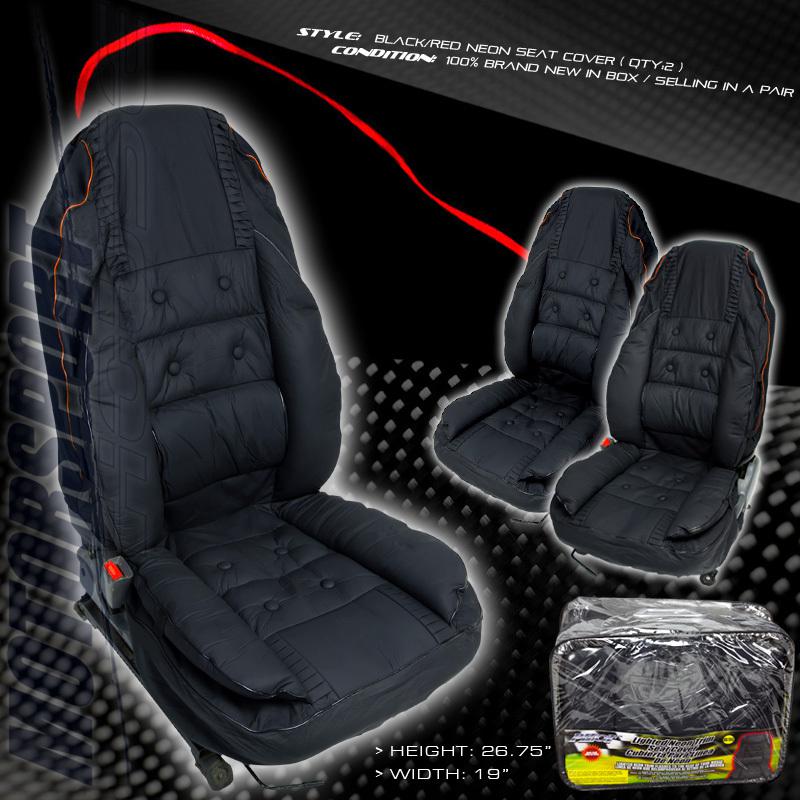 Two blk pcv leather luxury+red neon lining style car seat cover for toyota acura