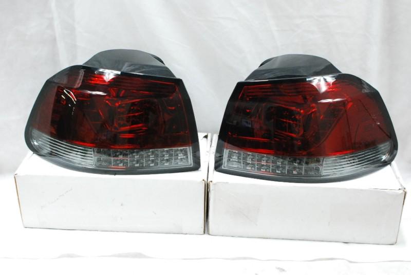 2010+ volkswagen golf gti led red smoked tail brake lights lamps +led strip