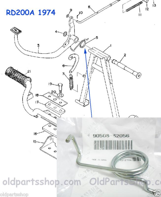 Yamaha yas1 as2 yas3 rd125 rd200 cs5 ls2 brake pedal spring nos lb80 gt80 jt1