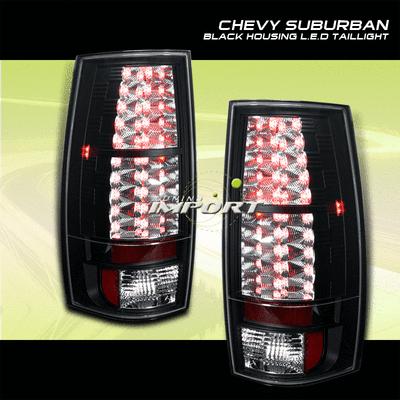 07-10 08 chevy/gmc suburban black pair left+right led tail lights lamps