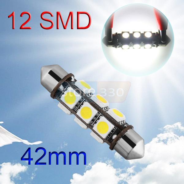 42mm 12 smd 5050 pure white dome festoon dashboard car led light bulb lamp