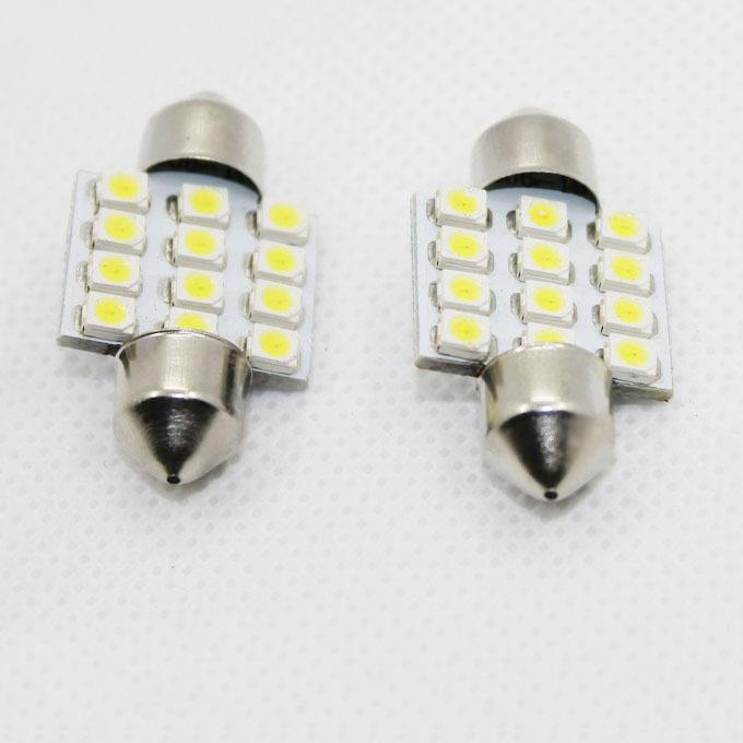 2pcs 31mm 12 smd 3528 led white lights bulbs festoon dome de3175 de3021 de3022