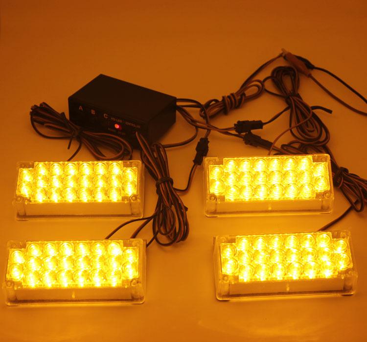 4 x 22 led amber auto strobe flash lights emergency grill warning light 3 mode