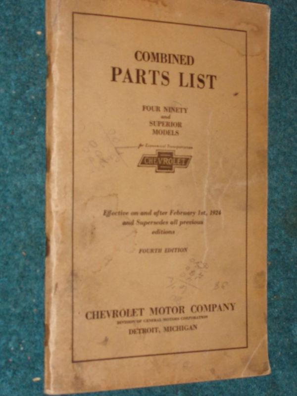 1924 chevrolet car parts catalog / rare original body & chassis book