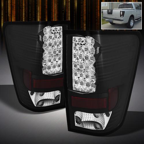 Black 04-12 nissan titan pickup truck led tail lights break lamps left+right