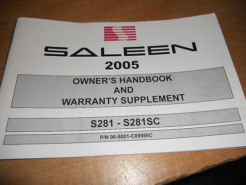 2005 saleen s281 s281sc owners handbook manual nos oem