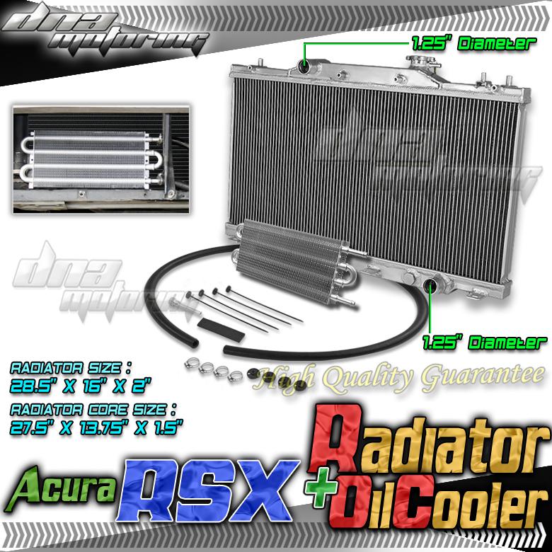 02-06 acura rsx at dc5 2-row full aluminum radiator+transmission oil cooler jdm