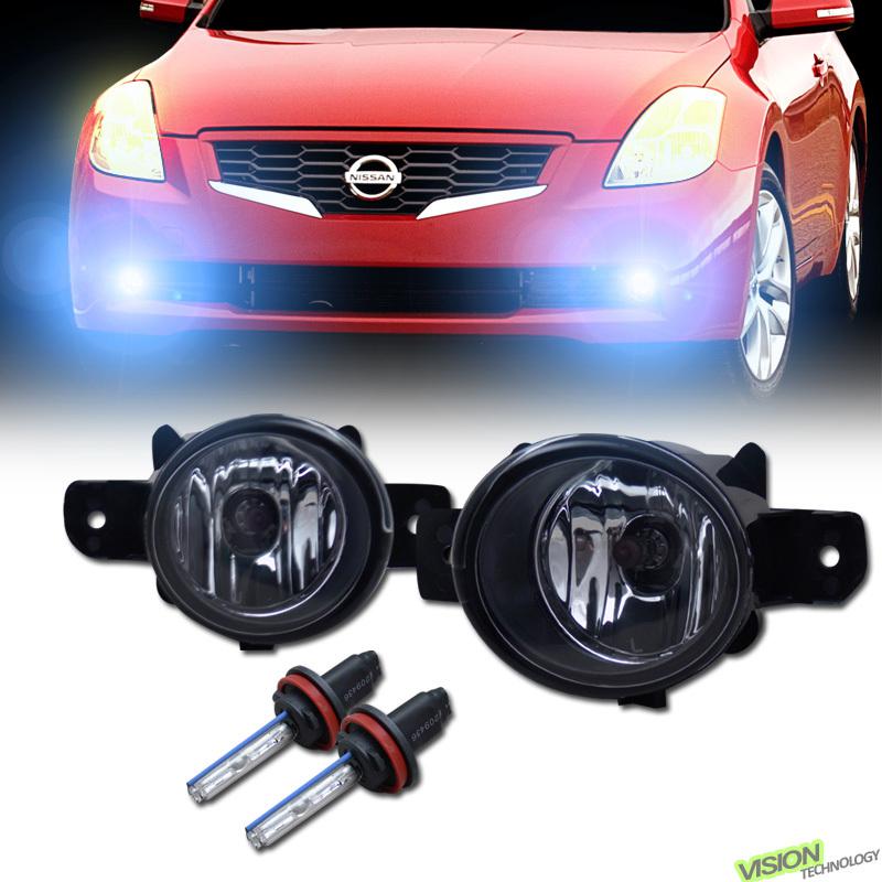 8000k hid+factory style clear driving/bumper fog lights pair 08-12 altima coupe