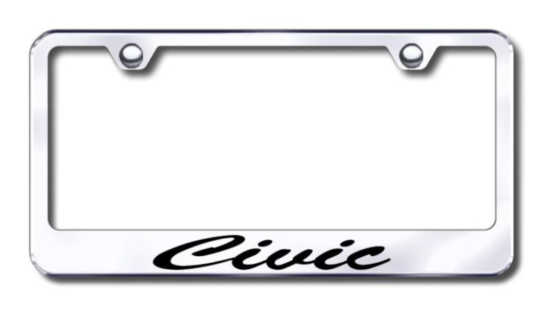 Honda civic script  engraved chrome license plate frame made in usa genuine