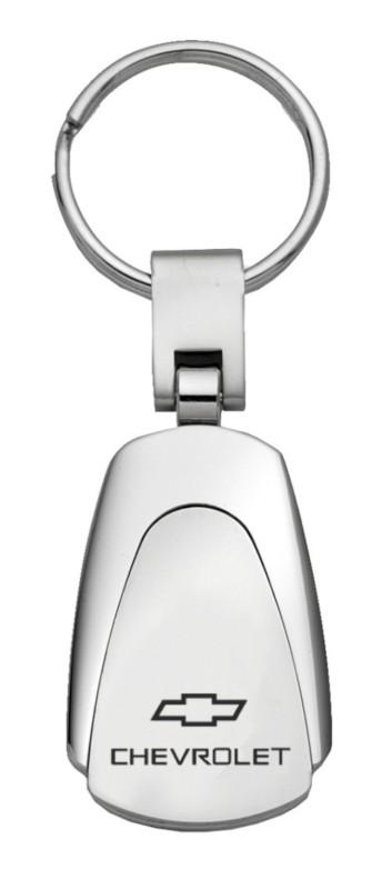 Gm chevrolet chrome teardrop keychain / key fob engraved in usa genuine