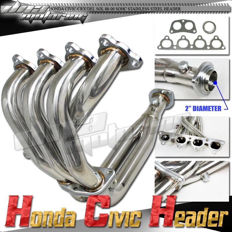 Civic/crx/del sol d-series stainless steel 4-2-1 header
