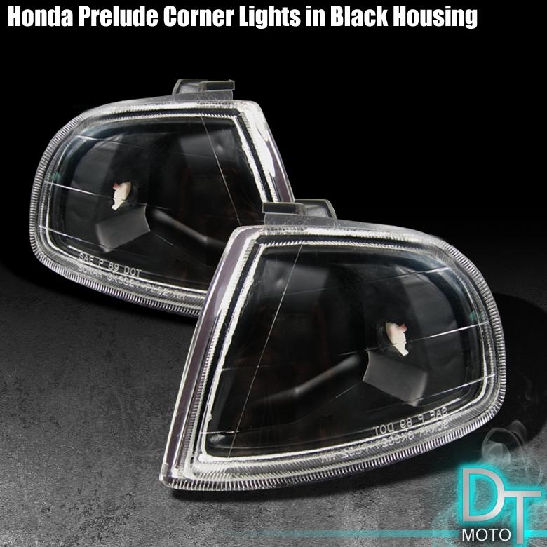 92-96 honda prelude jdm black corner signal lights lamps set pair new