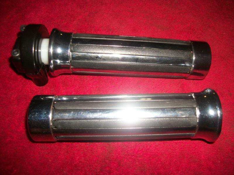 Drag bike kz z1  vintage chrome grips + throttle 73-80 kawasaki 900/1000 (nice)