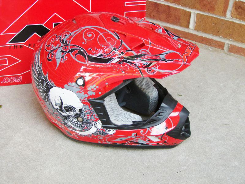 Afx fx-17 red skull off road helmet motocross size large