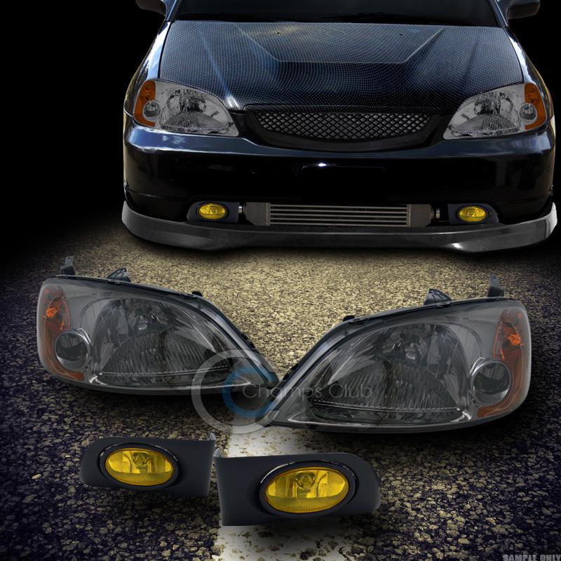 Smoke headlights parking amber dy+fog lamps+switch yellow 2001-2003 honda civic