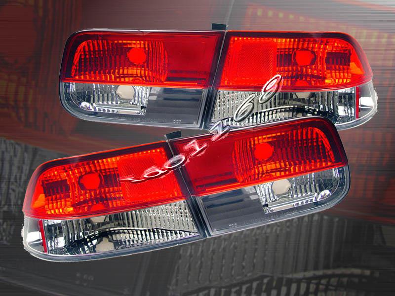 96-00 honda civic tail lights 2d red clear 99 98 97 