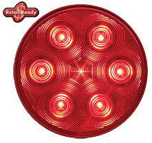 Six (6) red led four inch round 7 diodes - stop tail truck lights -free shipping
