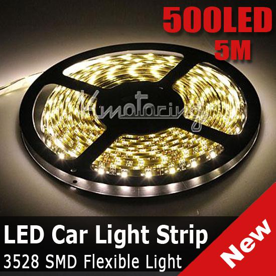 5m warm white 300 led flexible strip light smd 3528 waterproof car motor diy new