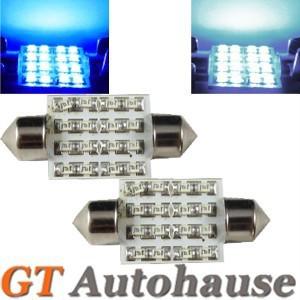 2x ultra blue 36mm festoon 16-smd led lights bulbs 3425 6411 6413 de3425 #b18