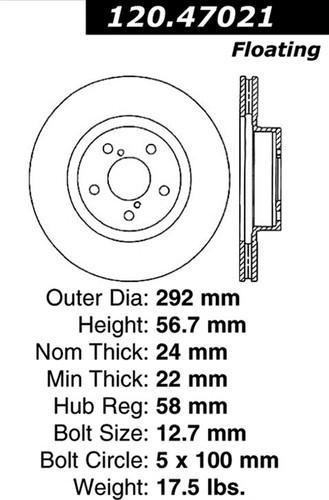 Centric-power slot 127.47021r stoptech sport rotors