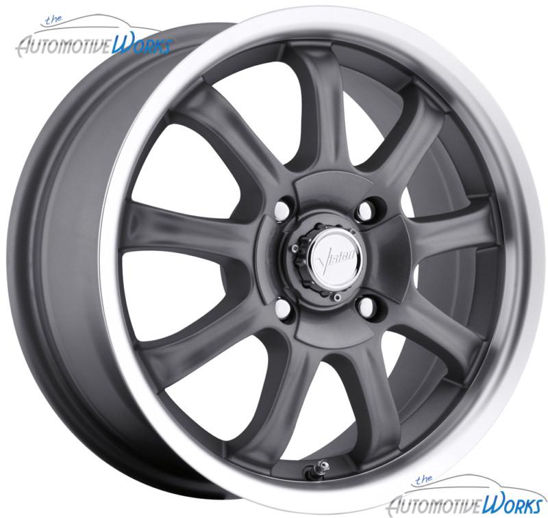 1 - 17x7 vision 9x 5x100 5x114.3 5x4.5 +42mm gun metal wheel rim inch 17"