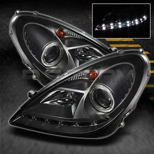 05-11 mercedes benz r171 slk-class jdm black projector drl led strip headlights