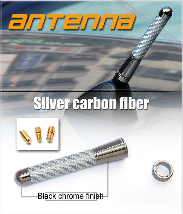 3" silver carbon fiber screw black chrome finish roof short stubby antenna cya6