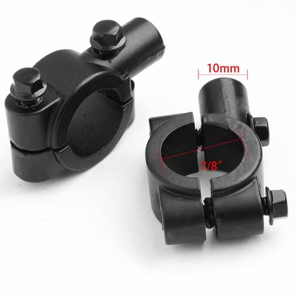 Left&right aluminum clamp universal motorcycle handlebar mirror mount 10mm 7/8" 