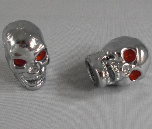 2 chrome "skull" custom tire air valve stem caps for harley davidson wheel rims 