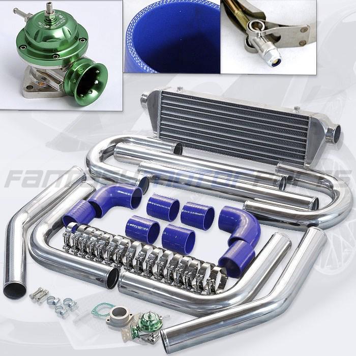 Universal 2.5"  intercooler piping kit + green type-rs turbo blow off valve bov