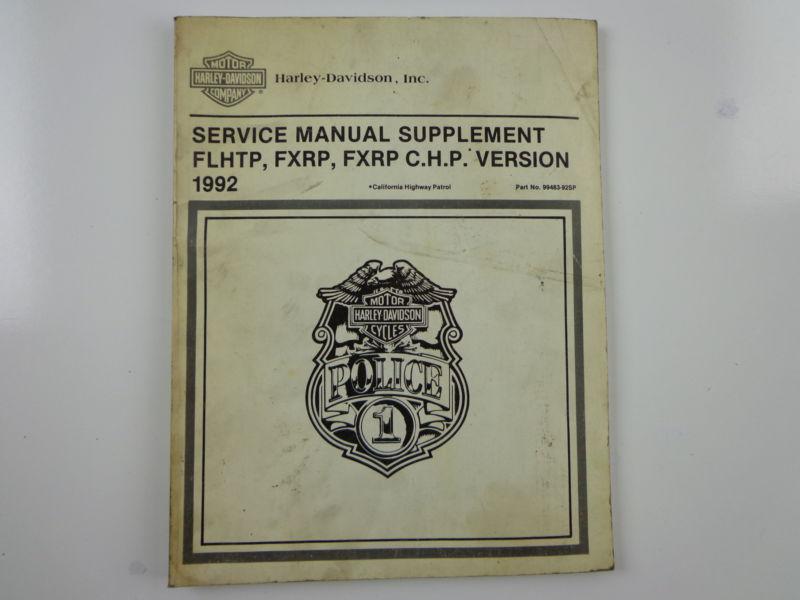 Harley davidson 1992 flhtp fxrp chp police supplemnt service manual 99483-92sp a