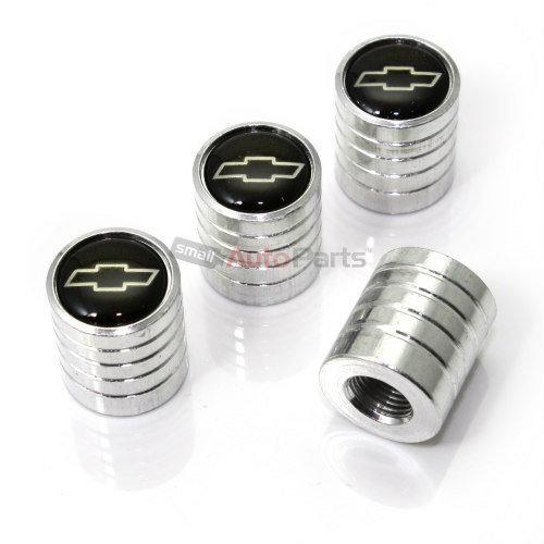 (4) chevrolet logo chrome aluminum tire/wheel stem air valve caps set