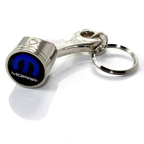 Mopar logo chrome metal piston key chain ring - for jeep dodge chrysler fans