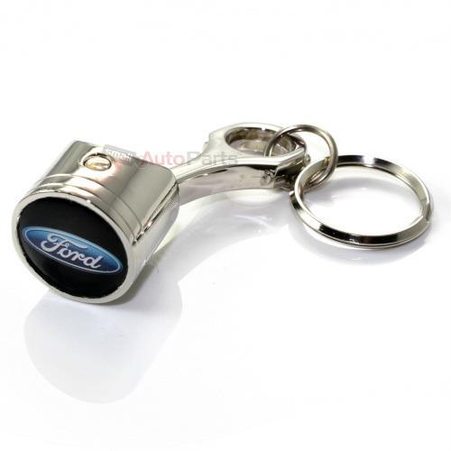 Ford classic oval logo chrome metal piston key chain ring - official licensed