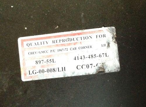 Sell New Reproduction 1967-72 Chevy Pickup Left Cab Corner 4143-485-67L ...