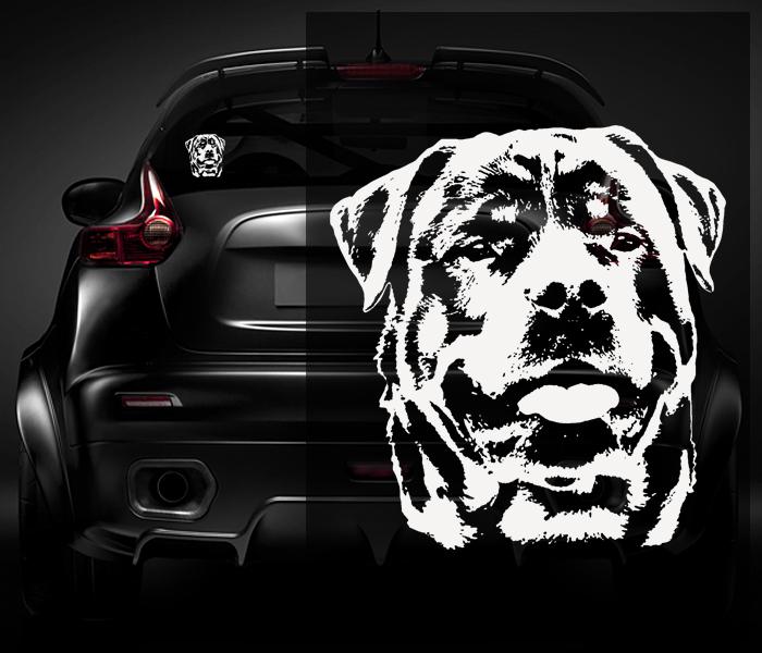 Rottweiler dog decal white 5"x4.6" rott rottie vinyl car window sticker zu1