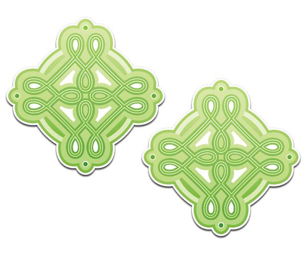 Celtic irish knot decal set 4"x4" ireland green cross vinyl bumper sticker zu1