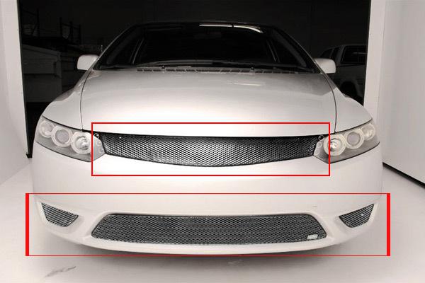 2006-2008 honda civic grillcraft full 4pc silver grille set mx-series grills