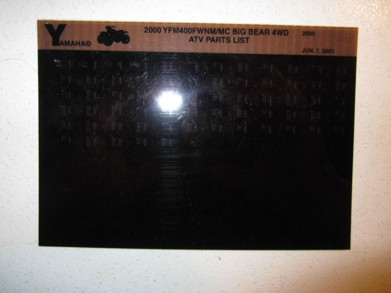 2000 yamaha atv yfm400fwnm mc big bear 4wd microfiche parts catalog    