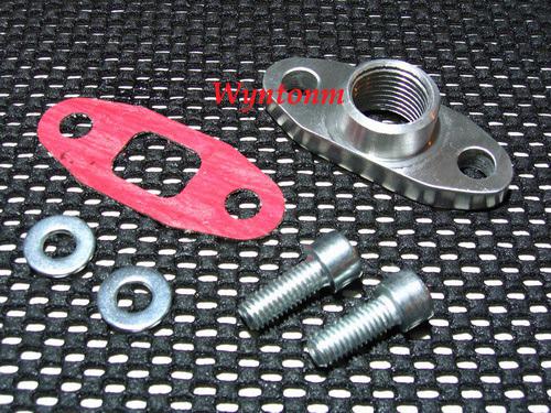 T3 t3/t4 aluminum 1/2" npt turbo oil drain adapter w/ gasket & bolts 