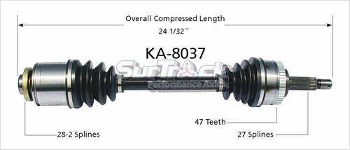 Surtrack perf axles ka-8037 cv half-shaft assembly-new cv axle shaft